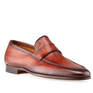 Magnanni Hendidos Flex Leather Loafers Brown Cognac Burnished Men’s Size 13M